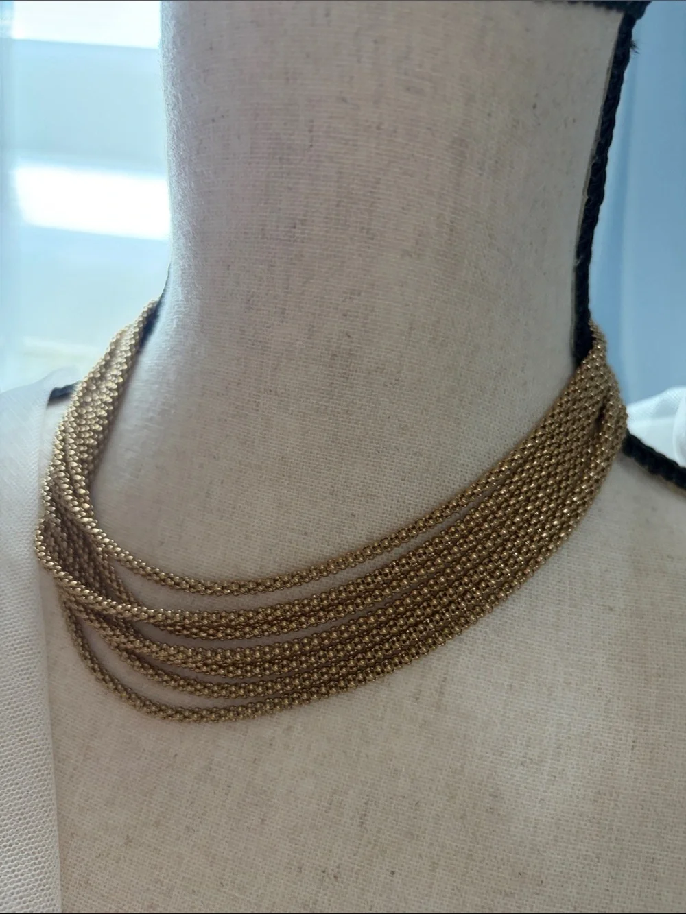 Vintage Monet Multi-Strand Liquid-Gold Tone Chain Necklace